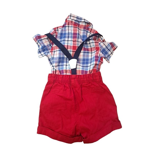 NWT Cat & Jack 2 Piece Red & Blue Baby Boys Suspender Sz 18M - Picture 2 of 3